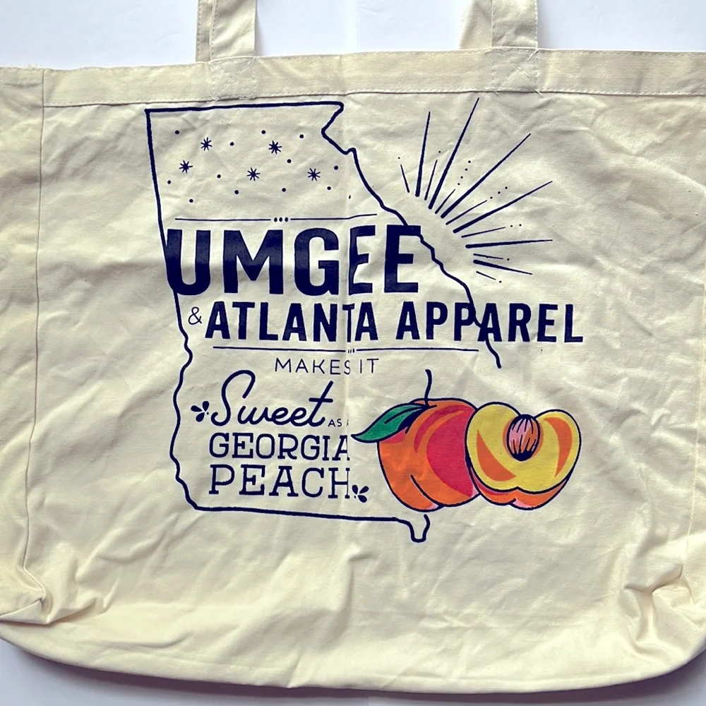 Maxi Canvas Tote Bag Georgia Peach Large Totebag Umgee NWOT - Picture 1 of 13